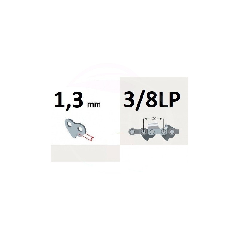 KIT COMPLET GUIDE TRONCONNEUSE 40CM ET CHAINE 57 MAILLONS - 16" - PAS 3/8LP - JAUGE .050 - 1.3MM - 160SPEA041