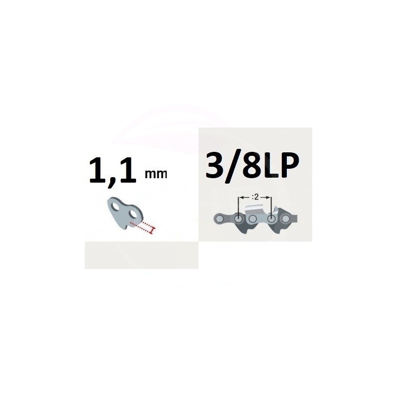 CHAINE TRONCONNEUSE MAKITA 340 - 341 - 390 - 400 - 401 - 3500 - 5012 - 5014 - 5016 - 3/8LP - 1.1 - 52 MAILLONS