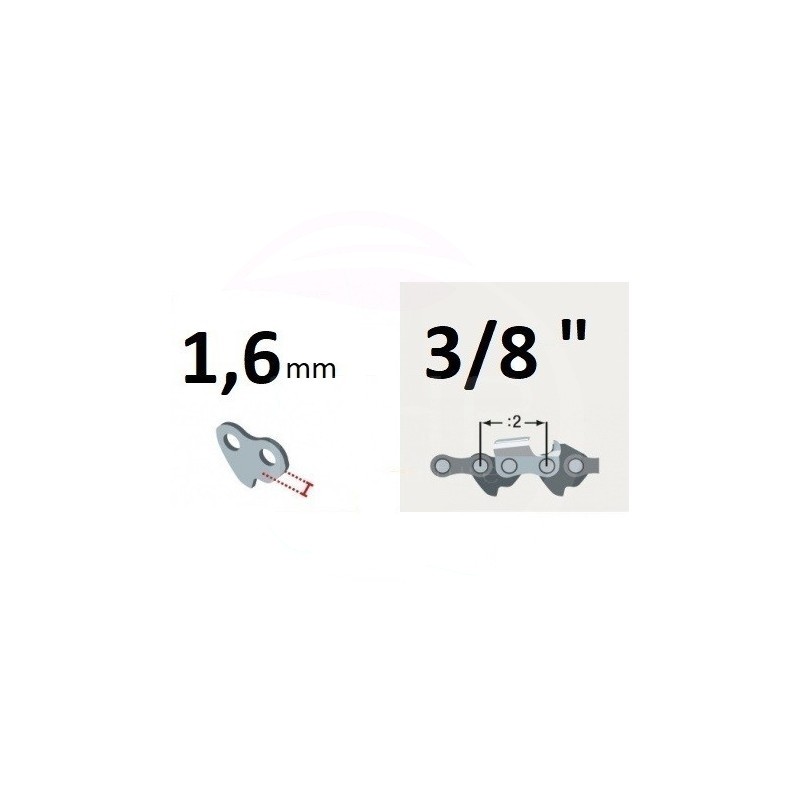CHAINE ADAPTABLE TRONCONNEUSE - SEMI CHISEL - PAS 3/8 - JAUGE 063 - 1.6MM - 96 MAILLONS - 96 ENTRAINEURS - STIHL 3652 000 0096