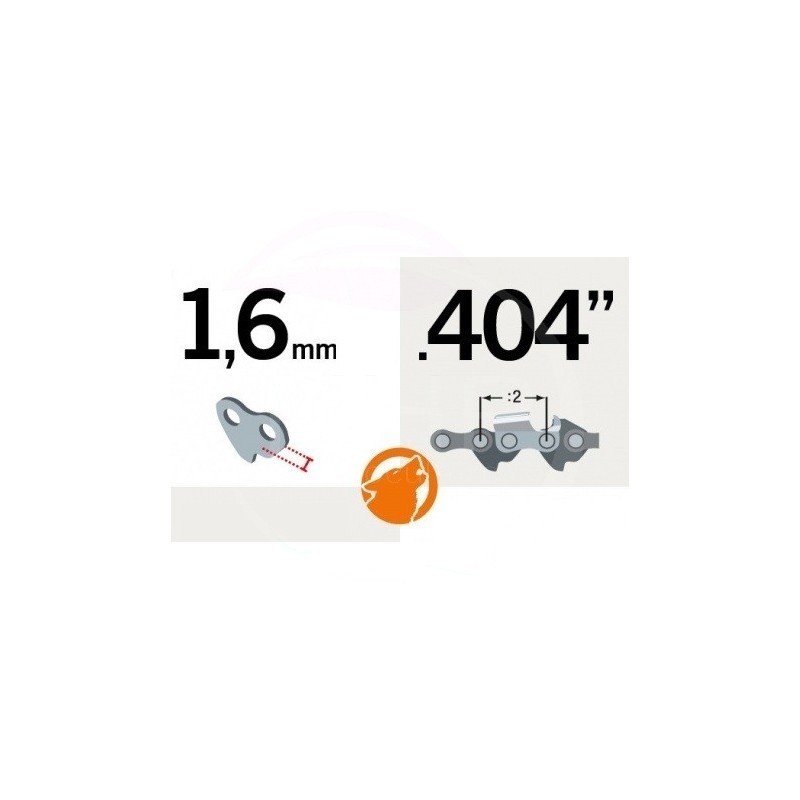 CHAINE TRONCONNEUSE  - SEMI CHISEL - PAS .404" - 404 - JAUGE 1.6MM - 0.063 - 72 MAILLONS - 72 ENTRAINEURS - 27PX072E