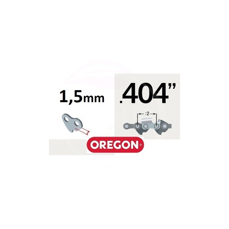CHAINE TRONCONNEUSE OREGON 26X057E - 58L057E - PAS .404" - 404 - JAUGE 1.5MM - 0.058 - 57 MAILLONS - 57 ENTRAINEURS