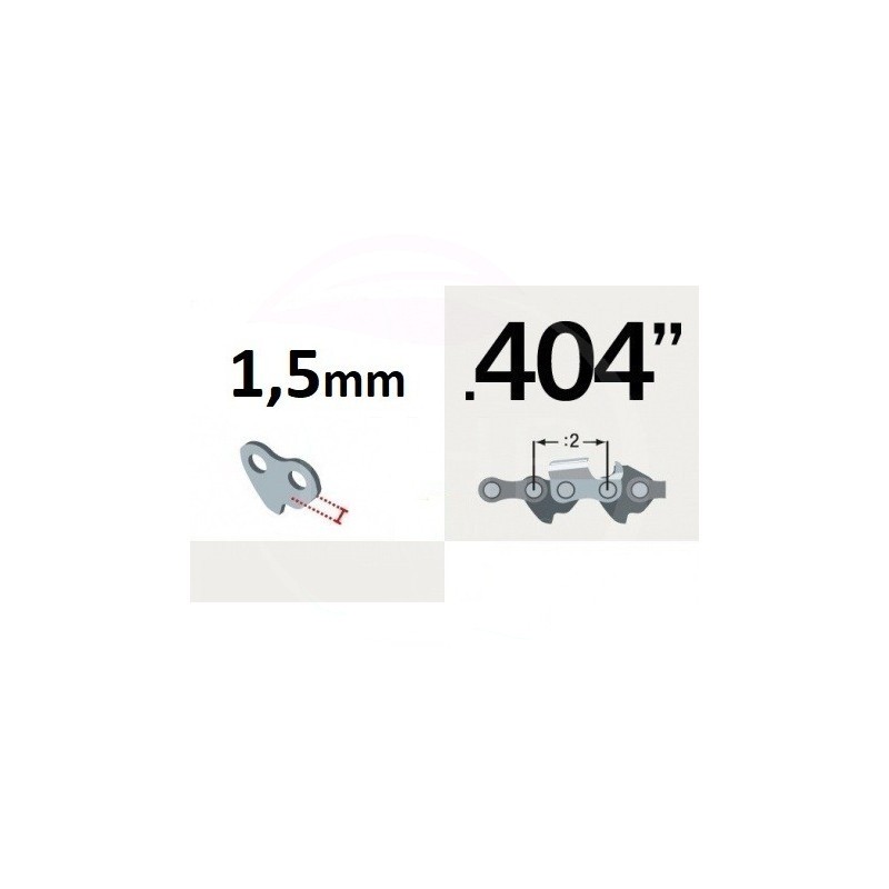 CHAINE TRONCONNEUSE PREDECOUPEE - SEMI CHISEL - PAS .404" - 404 - JAUGE 1.5MM - 0.058 - 66 MAILLONS - 66 ENTRAINEURS - 58L066E
