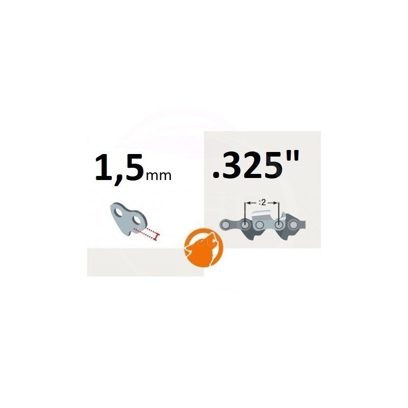 CHAINE TRONCONNEUSE STIGA - ALPINA 4113722 - 4113433 - 118801748/0 - 1519-9133-02 - 1519-9133-01 - 325 - 058 - 72 MAILLONS