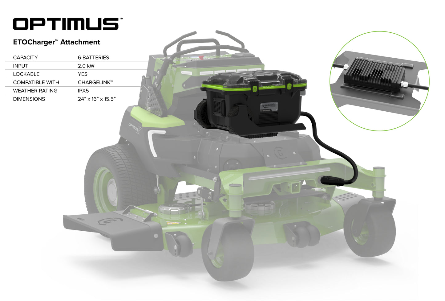 Greenworks OPTIMUS ETO Charging Plate and Caddy (DCDC + Plate + Caddie)