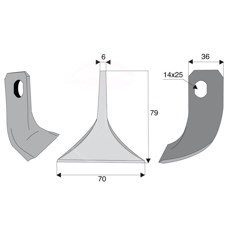 COUTEAU FLEAU BROYEUR SOVEMA - TERRANOVA - DELMORINO - BCS - LARGEUR 70MM - HAUTEUR 79MM
