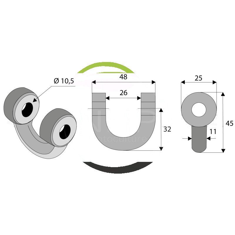 MANILLE DROITE MUTHING 45 X 48 POUR BROYEUR