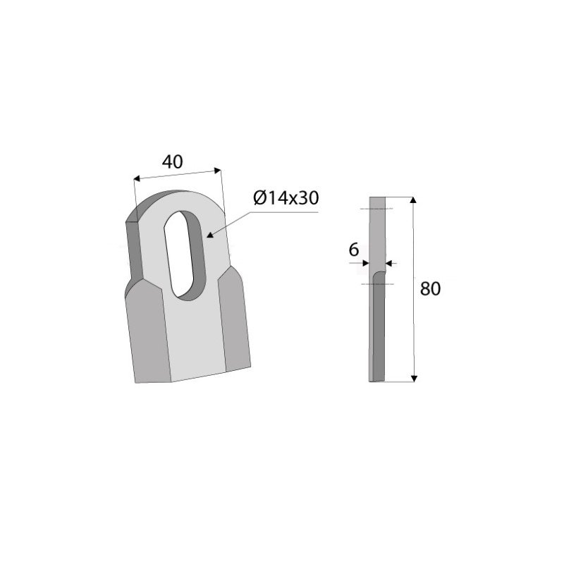 COUTEAU FLEAU DROIT BROYEUR FERRI - LARGEUR 40MM - HAUTEUR 80MM