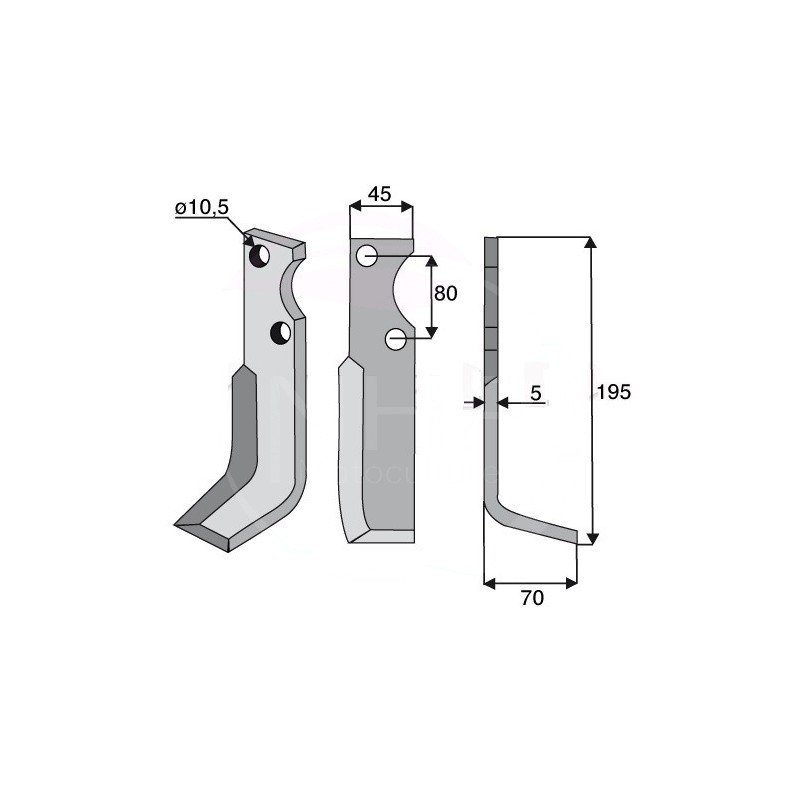 COUTEAU DE FRAISE DROIT BINEUR MOTOCULTEUR GOLDONI 195MM