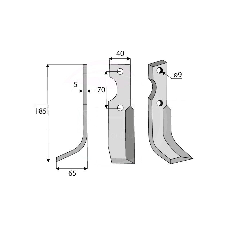 LAME GAUCHE - COUTEAU GAUCHE ROTOLABOUR FORT - ADRIATICA - 185MM - 40X5
