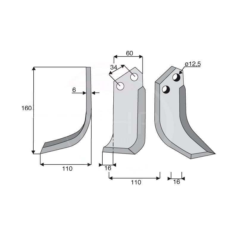 COUTEAU DE FRAISE GAUCHE DELMORINO 160X110