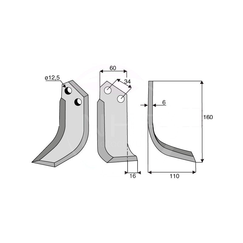 COUTEAU DE FRAISE DROIT DELMORINO 160X110