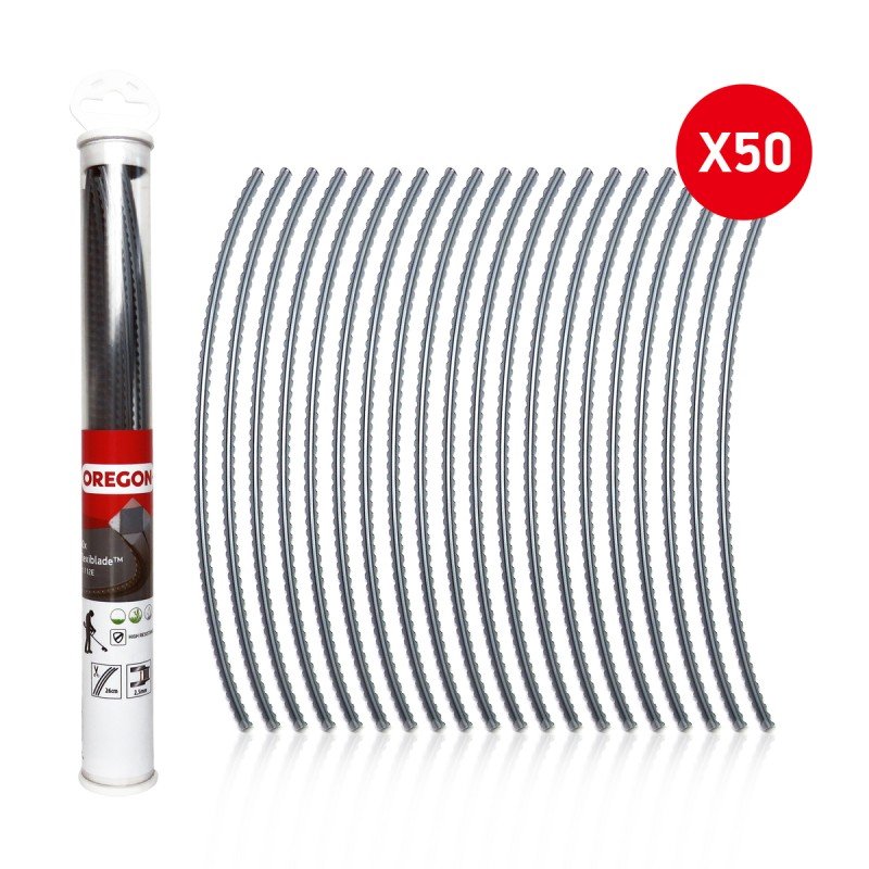 50 BRINS DE FIL NYLON DEBROUSSAILLEUSE CARRE OREGON FLEXIBLADE - DIAMETRE 2.5MM - LONGUEUR 26CM - 111112E