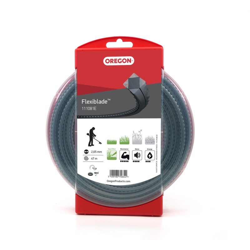 FIL NYLON DEBROUSSAILLEUSE CARRE OREGON FLEXIBLADE - DIAMETRE 2.7MM - LONGUEUR 47M - 111081E