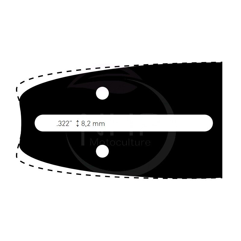 GUIDE CHAINE TRONCONNEUSE CARLTON 14-10-N152-PT - 35CM - 14" - PAS 3/8LP - JAUGE .050 - 1.3MM - 52 MAILLONS - 52 ENTRAINEURS