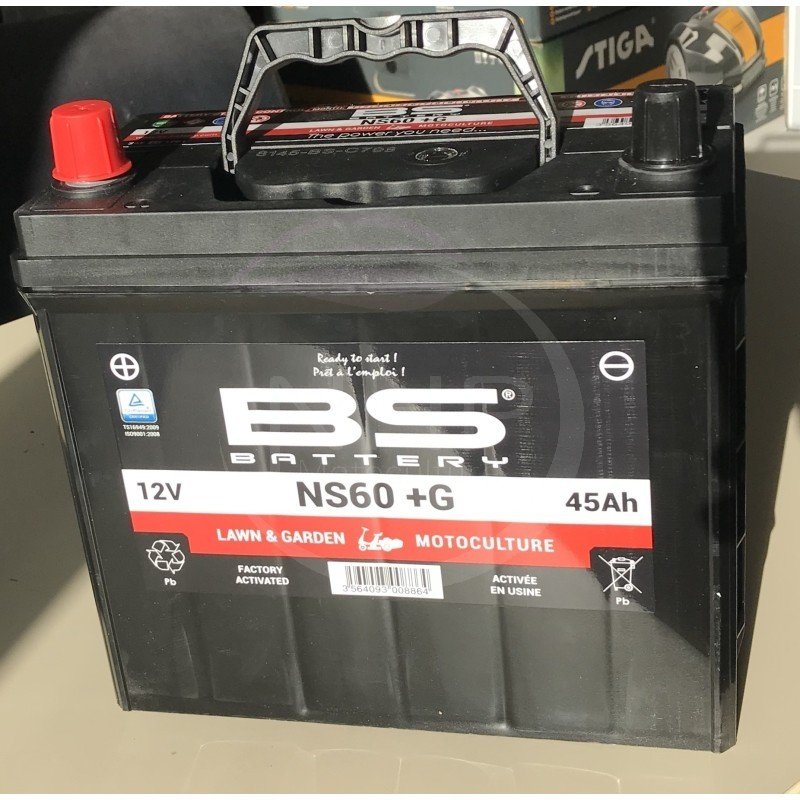 BATTERIE NS60 +G - 12 VOLT - 12V -  45Ah - + A  GAUCHE - 228X129X255