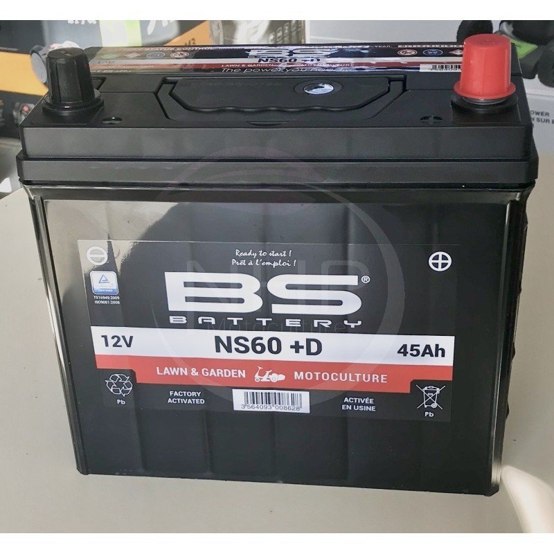 BATTERIE NS60 +D - 12 VOLT - 12V -  45Ah - + A  DROITE - 228X129X255