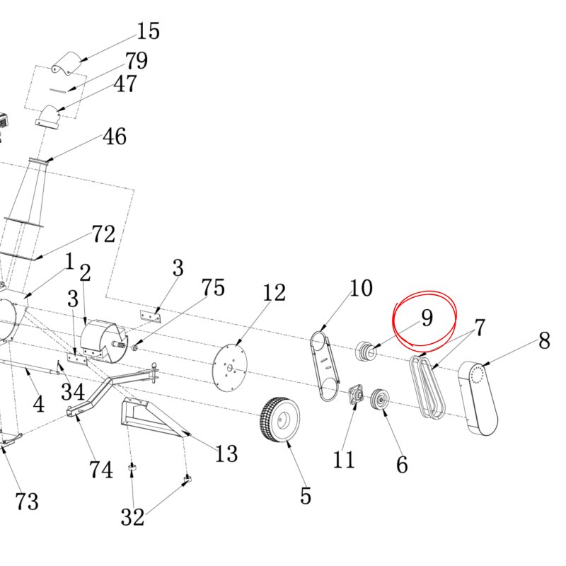 POULIE EMBRAYAGE BROYEUR DE BRANCHE BK1000 - BK1000009